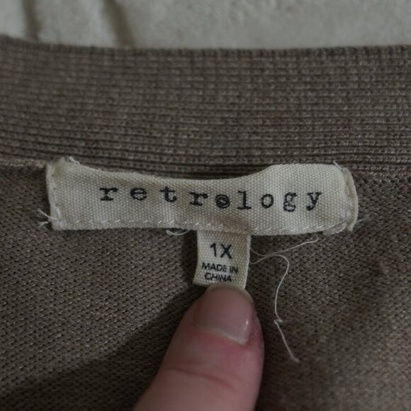 Retrology Beige Tan Long Open Front Cardigan Sweater - Picture 5 of 6